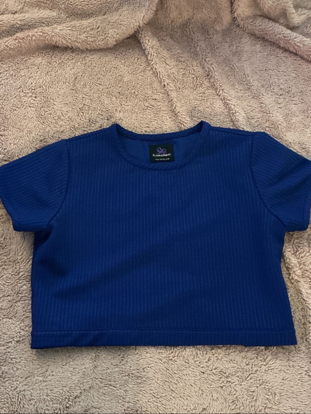 Plains & Prints Navy Textured Crop Top